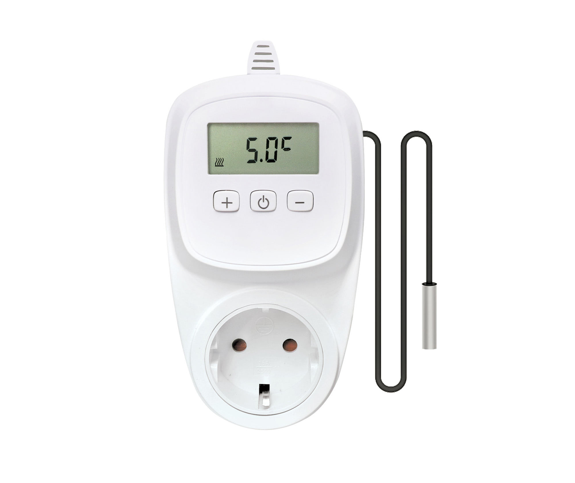 DEVIreg Plug-in Thermostat mit Display und 3 Meter Temperaturfühler